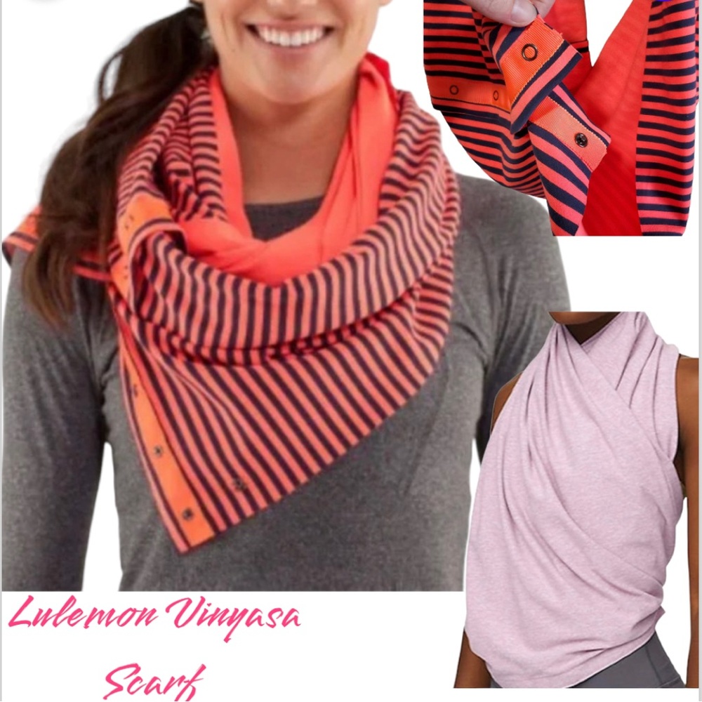 LULULEMON  Women’s Infinity Snap Button Scarf Shawl - Neon Pink Stripe